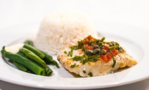 Cod steaks with chorizo